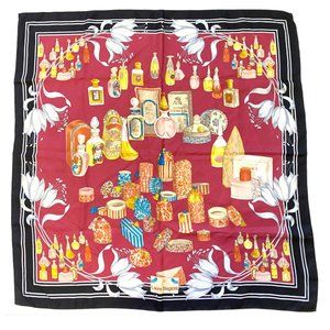 Laura Biagiotti LB Designer Perfume Bottle and Lily  Silk foulard Scarf 34x34